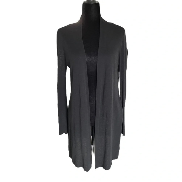 Eileen Fisher Linen Blend Open Cardigan in Black Small - Picture 3 of 8